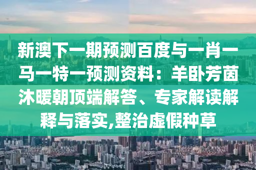 新澳下一期預測百度與一肖一馬一特一預測資料：羊臥芳茵沐暖朝頂端解答、專家解讀解釋與落實,整治虛假種草
